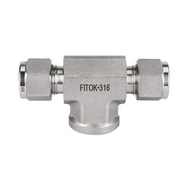 FITOK 316 Stainless Steel Compression Fitting Female Branch Tee 1/2" Tube OD x 1/2" Tube OD x 1/2" Female NPT, SS-TTF-FL8-NS8