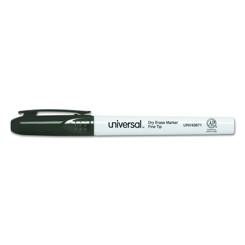 Universal 43671 Pen Style Dry Erase Marker, Fine/Bullet Tip, Black
