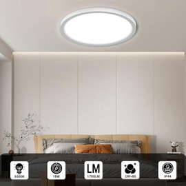LQWELL® Ceiling Light LED Ceiling Light, 1.6 cm Ultra Thin Round Flat IP44 Waterproof Bathroom Lamp 18 W 6500 K 1700 LM Modern for Living Room Bathroom Bedroom Kitchen Balcony Cellar Office 220 x 16