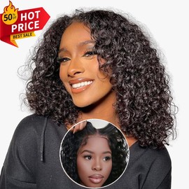 4x4 Glueless HD Wigs Human Hair HD Transparent Glueless Wigs Pre Plucked with Baby Hair 200% Density Kinky Curly Wigs for Black Women:_Natural Colour_12Inches