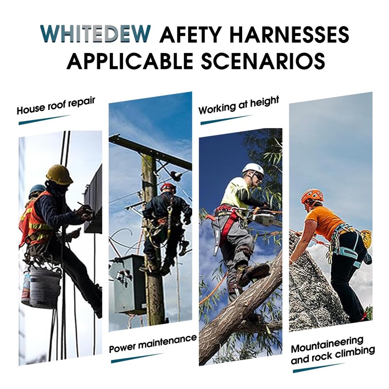 WHITEDEW Fall Protection Premium Safety Harness with Shock Absorbing Lanyard,