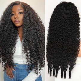 Recomtic 13x6 Lace Front Wigs Burmese Curly Wig Human Hair 250 Density Wet and Wavy Pre Plucked HD Transparent Lace Frontal 100% Human Hair Wigs with Spiral End Natural Color 28inch