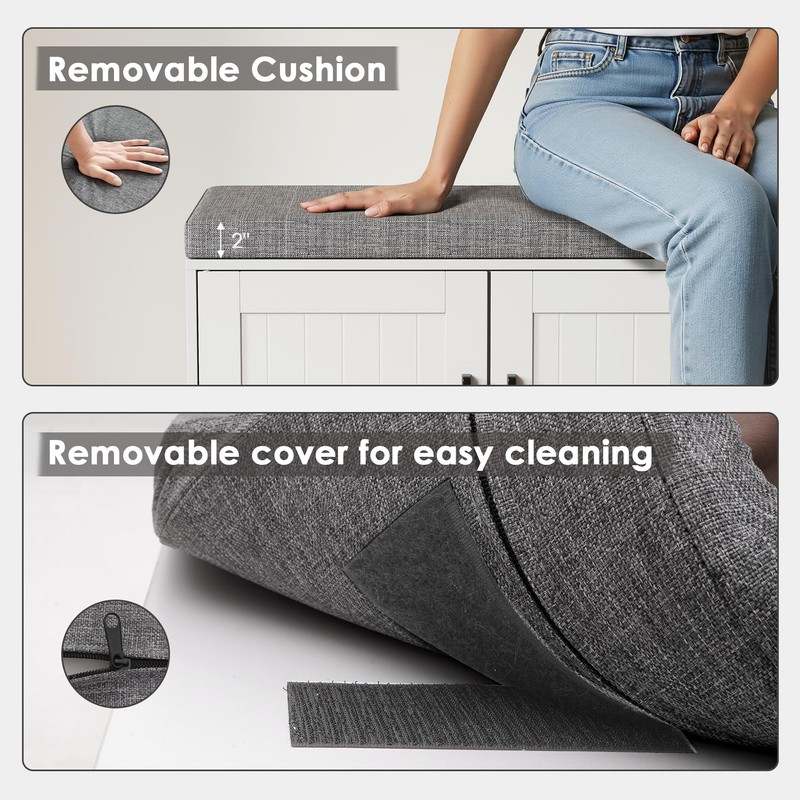 Suuiwau 3-Tier Shoe Storage Bench with Adjustable Shelf, Large Capacity