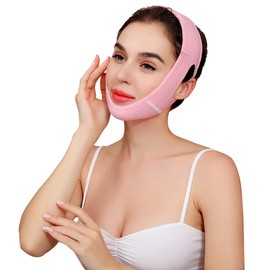 V Lifting Mask, V-Shaped Lifting Mask, Face Slimming Mask, V Shape, Double Chin Reducer, V Face, Cheek Lifting, Chin, Face, Slimming, Face Bandage for Women, Anti-Ageing (Pink)