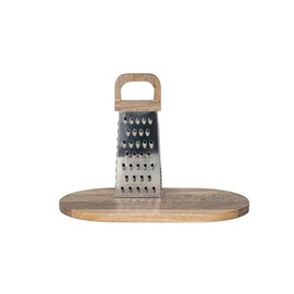 Creative Co-Op Steel Grater with Mango Wood Cheese Board