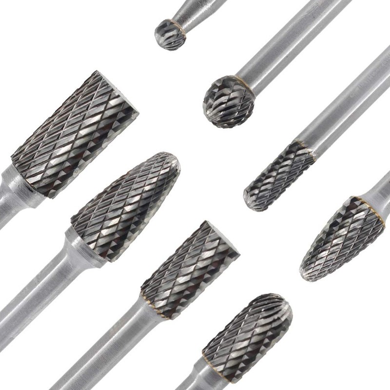 Carbide Burr Set 8pcs 1/4 Inch Shank Diameter Double Cut