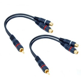 SZSL 2 RCA Splitter Cable 50cm RCA Male to 2RCA Female Video Audio Y Type RCA Audio Cable Mono to Stereo Woofer Video Splitter Cord Gold Plated Car Navigation Rear Monitor Subwoofer etc