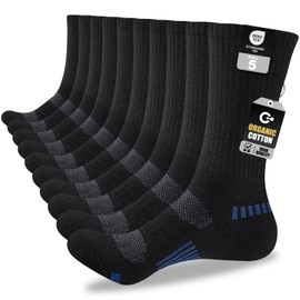 Cirorld Mens Cotton Work Socks, 5 Pairs Full Cushion Crew Boot Socks Moisture-Wicking & Reinforced for Hiking Walking Outdoor