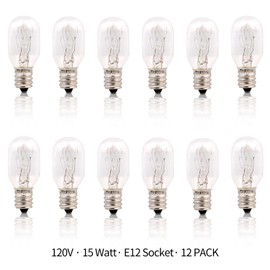 Betus Original Replacement Long Lasting 15 Watt Dimmable E12 Socket Warm White Household Salt Lamp Bulb Candle Warmers - Value Pack of 12