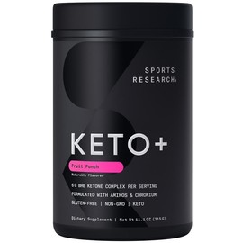 sports research Keto Plus™ Exogenous Ketones (goBHB™) - 30 Servings | Keto Certified, Vegan Friendly - Color: Fruit Punch Red