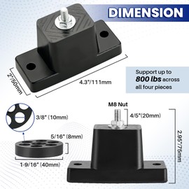 MAOPINER 4 Pack Rubber Vibration Isolator Mounting Bracket with 4 Pack Pads, Anti-Vibration Rubber Isolator Mounts for Outdoor Mini Split Air Conditioner Condenser