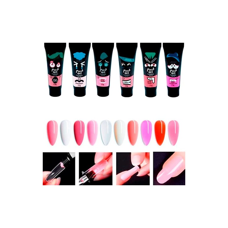 Kit 6 Unidades Gel De Extensión De Uñas -Top-Base-Espatula- 100