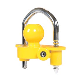 TCE ATRCLL001U Torin Lightweight Coupler Lock: Adjustable Trailer Ball Hitch Lock Storage Security, Heavy-Duty Steel and Aluminium, Yellow and Chrome