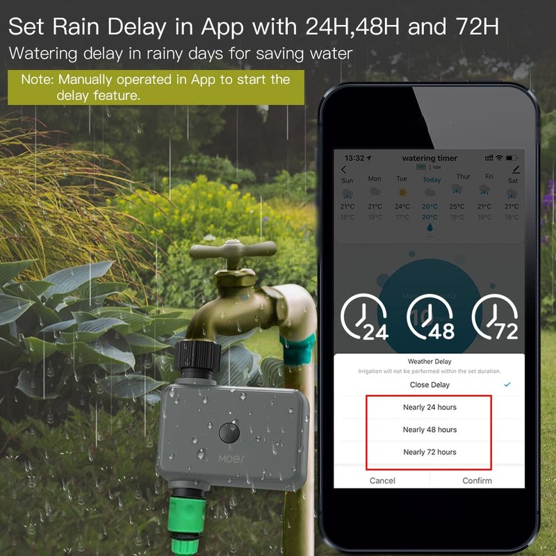 JulyCrab Intelligent Programmable Irrigation Timer with Automatic and Manual Watering,
