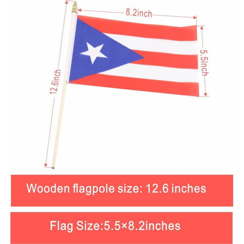 20 Pack Puerto Rico Flags Puerto Rican Stick Flag Small