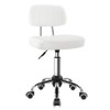 BFTOU White Square Swivel Stool with Wheel for Work SPA