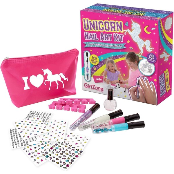 GirlZone Gifts for Girls - Unicorn Nail Studio Children's Kit Nail Set. Children's Nail Design, Children's Nail Polish Set, Gift from 4 - 11 + years, Unicorn Nail Art Kit
