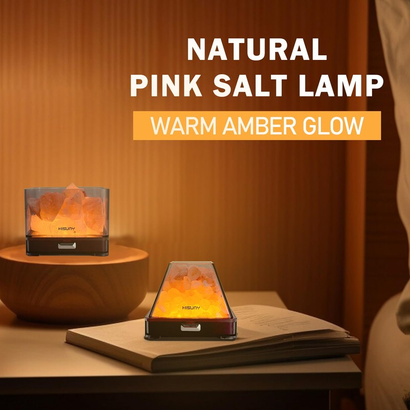 HISUNY Himalayan Salt Lamp, Mini Natural Salt Rock Night Lamp,