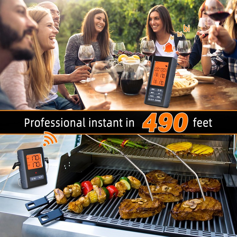 Remote Meat Thermometer Wireless, Vauno Wireless Meat Thermometer for Grilling