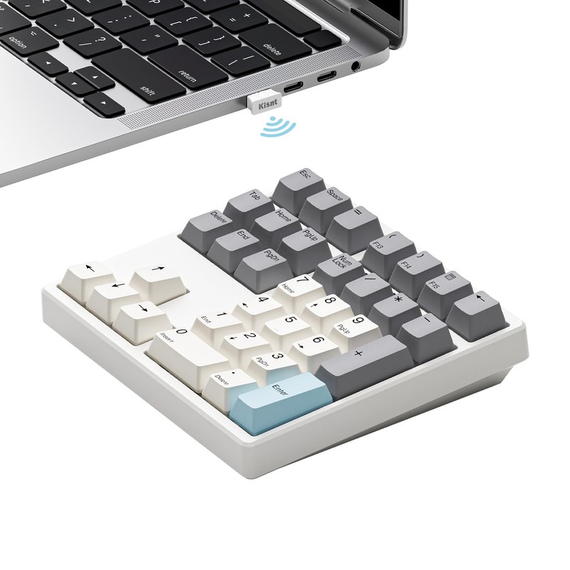 Kisnt Wireless Number Pad, Hot Swappable Mechanical Numpad,34 Keys 2.4GHz