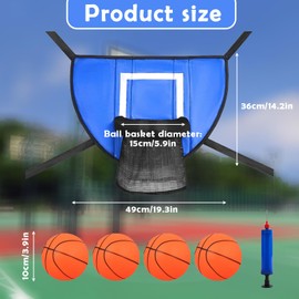 Trampoline Basketball Hoop, 6-Piece Set with Basketball Accessories, Waterproof Backboard and Oxford Cloth Hoop, Easy to Install Trampoline Board Attachment for Kids and Adults Outdoor Sports