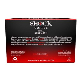 Shock Coffee Extra Strength Single Serve Cups. Up to 75% more Caffeine than Regular Coffee. 12 count - Compatible with Keurig K-Cup Brewers 2.0