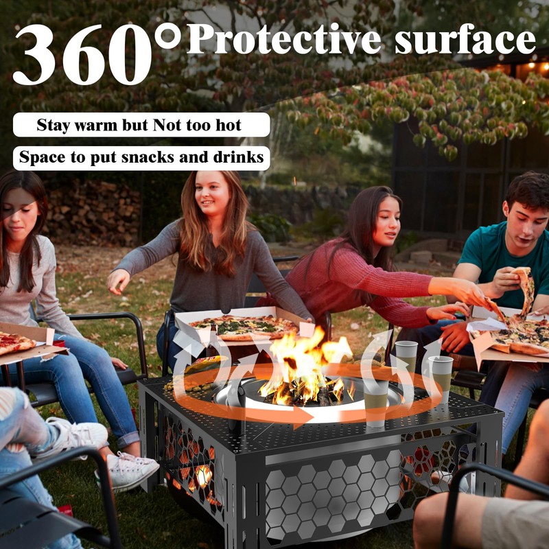 Lezbanz Fire Pit Surround Tabletop Use for Solo Stove Bonfire