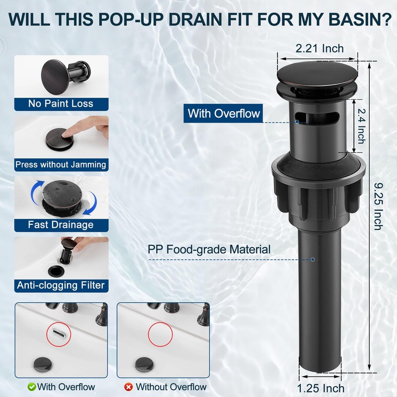 HEYMYTAP Brass 8 Inch Oil Rubbed Bronze Bathroom Faucet Waterfall