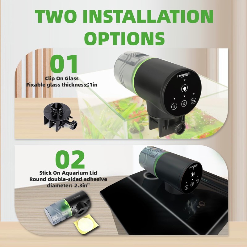 FREESEA Fish Feeder Automatic Dispenser: Aquarium Flakes Food Feeder with