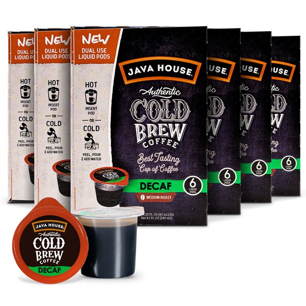 Java House Cold Brew Coffee Concentrate Single Serve Liquid Pods, (6 Count of 1.35 Fl Oz Pods) 8.1 Fl Oz, Pack of 6,Total 36 count
