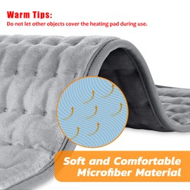 Heating pad, Electric Heat Pad with Automatic Switch-Off and 6 Temperature Levels Heating pad for Back Neck Shoulder Belly Heating Technology - Machine Washable. (17"x 33", Silver Gray.)