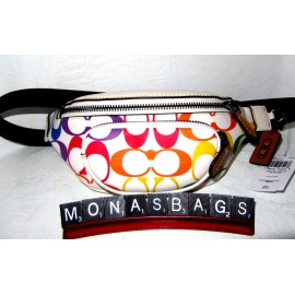 Coach CJ682 Sprint Belt Bag 24 Chalk Multi Rainbow Color Leather NWT $298