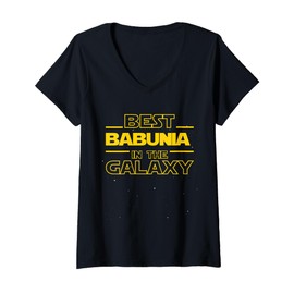 Womens Best Babunia in The Galaxy | Grandma in Polish Funny Gifts V-Neck T-Shirt