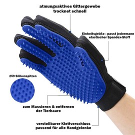 Premium Magic Brush Grooming Glove for Dog, Cat and Horse, Pet Hair Remover, Practical Fur Changing Accessories, Brush for Removing Short and Long Animal Hair (Blue, Right)