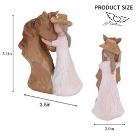 Truly a Friend Horse Figurine Gifts for Women, Cowgirls Horse Lover Gifts, Girl Embracing Horse Statue, Sculpted Hand-Painted Horse Memorial Keepsake Gifts for Birthday, Christmas, Thanksgiving