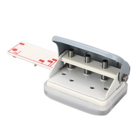 Metal Hole Puncher, 5 Sheet Capacity Handheld 3 Hole Punch for B5, A5, A6, A7, A4 with Ruler, Customizable Number of Holes All Metal Body Non Slip Base Grey