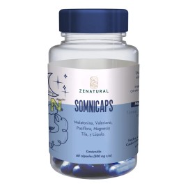 Somnicaps (melatonina Kava Kava Magnesio) (60 Cap) Zenatural Sabor Sin Sabor