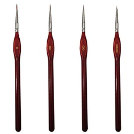 4 Pcs Fine Detail Paint Brushes, Miniature Painting Brushes Thin Paint Brushes for Watercolor Painting, Oil Painting, Acrylic Painting, Rock Painting, Nail Art or Craft Art(Red)