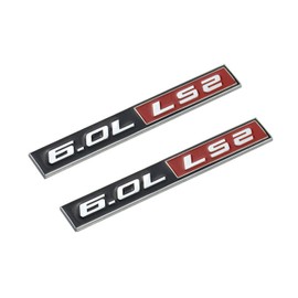 2X Black Red 6.0L Ls2 Adhesive Euro Emblem Decal Sticker Badge Fender Door Trunk (Black Red)