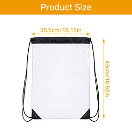 cailiya 2 Stück Transparent Kordelzugbeutel,Transparenter Sportrucksack mit Kordelzug,Transparenter Turnbeutel Rucksack,für Schule Outdoor Gym Travel Strandschwimmen(43x33cm)
