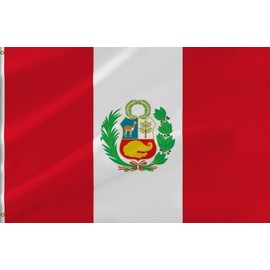 Lyh Peru Flag 5X8FT, Peruvian Flag, Indoor Outdoor Polyester – Double Stitched and UV Resistant Flags,with Vibrant Printing and Sturdy Brass Grommets. (Single, 5X8)