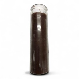 Prayer Candle 7 Day Brown 8" Vela Carmelita Unscented Pillar Candle in Glass