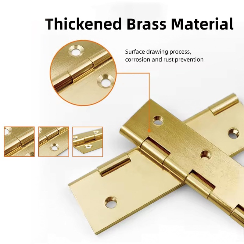 4 Pcs 2.5" Door Hinges Brass Folding Hinges for Gate