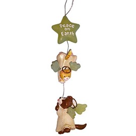 FIGI Dog and Kitty Cat with Green Stars Peace on Earth Christmas Tree Ornament