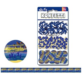 Confetti Confetti Confetti Decoration 500 Pieces Three Pieces 28 g I Congratulations for Youth Consecration Finally Adult Table Decoration Youth Party Blue Gold Yellow Multicoloured by Feste Feiern
