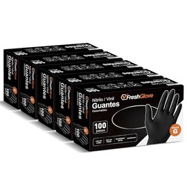 500 Guantes de Nitrilo Vinyl Color Negro: Libres de Látex, Ajuste Perfecto sin Polvo, Guantes Premium con Tecnología Touchscreen, Ambidiestros, Seguri