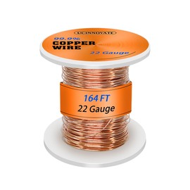 22 Gauge Solid Pure Copper Wire – 0.6mm Diameter, 50m (164ft) Length – High-Conductivity Bare Copper Wire for DIY Electrical Projects, Jewelry Making, Electroculture Gardening & Crafting