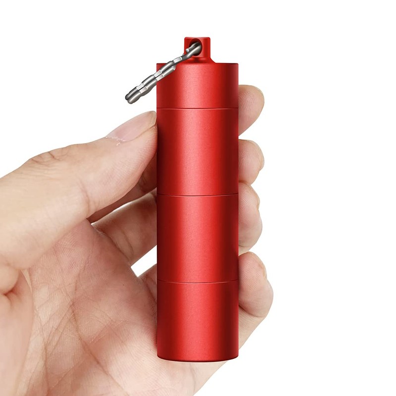 Portable Keychain Pill Case Holder, EFFIET 3 Compartments Metal Pocket