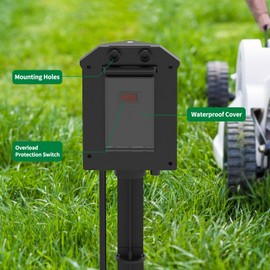 TiFFCOFiO Outdoor Power Strip with Stake Waterproof, 10 FT Extension Cord, 6 Grounded Outlets for Outdoor Lights, 14 AWG, 15A/1875W, ETL Listed (10 FT)