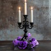 Gothic Halloween Candle Ring Wreath with Purple Roses, Black Leaves,